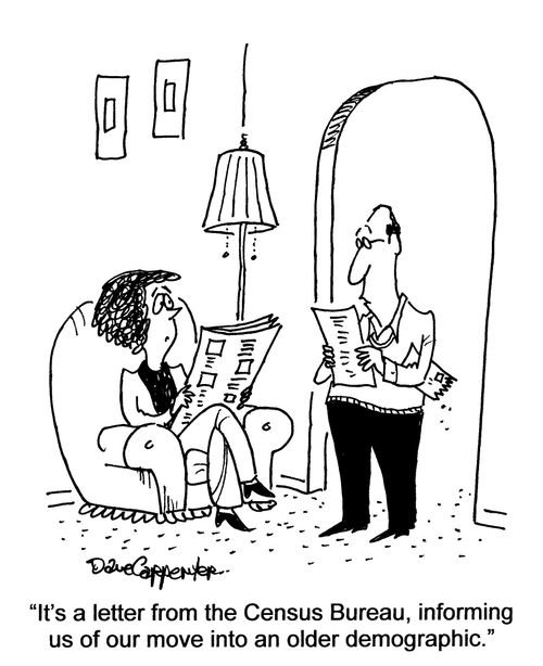 'It's a letter from the Census Bureau, informing us of our move into an older demographic.'