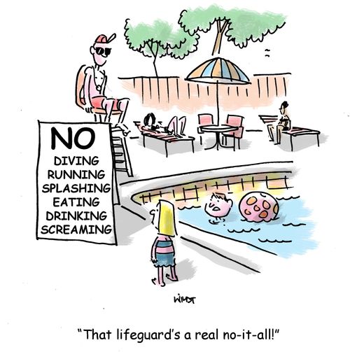 'That lifeguard's a real no-it-all!'
