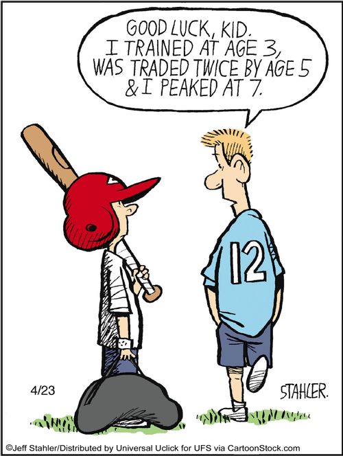 'Good luck, kid. I trained at age 3, was traded twice by age 5 and I peaked at 7.'