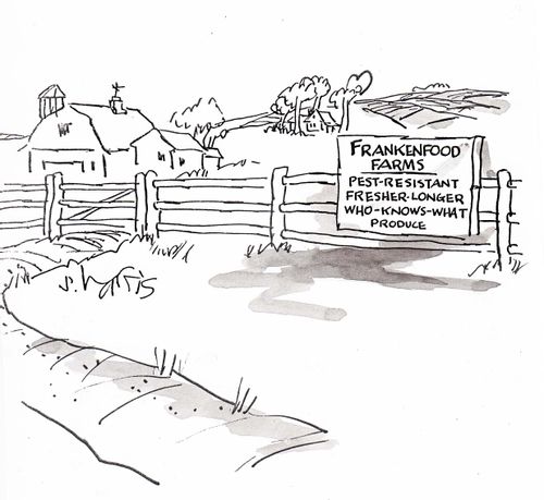 Frankenfood farms: pest-resistant, fresher-longer, who-knows-what produce.