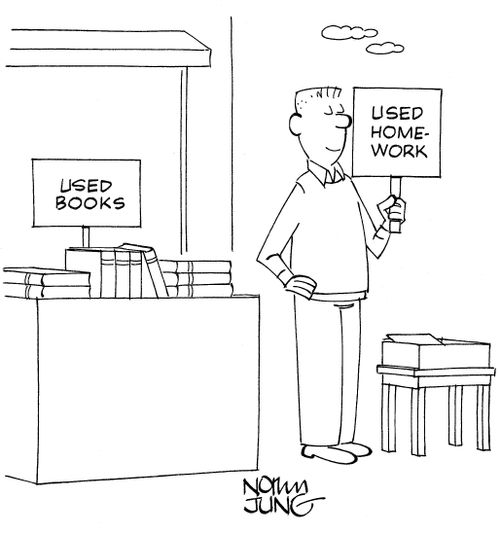 Student at bookstore advertising used books advertises used homework.