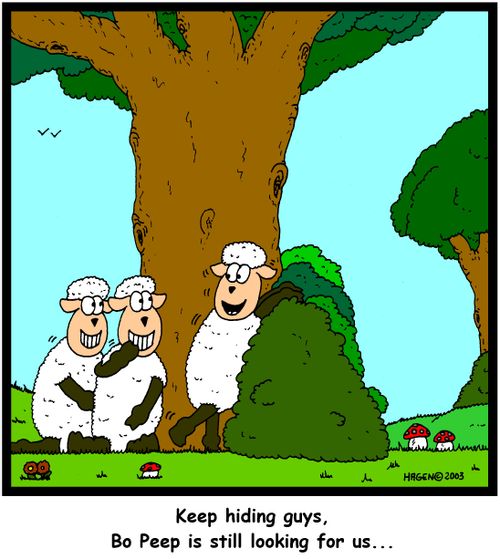 'Keep hiding guys, Bo Peep is still looking for us...' (colour)