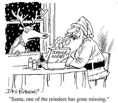 Santa's doner kebab - Santa, one of the reindeer has gone missing.