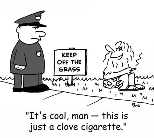 KEEP OFF THE GRASS, 'It's cool, man -- this is just a clove cigarette,'