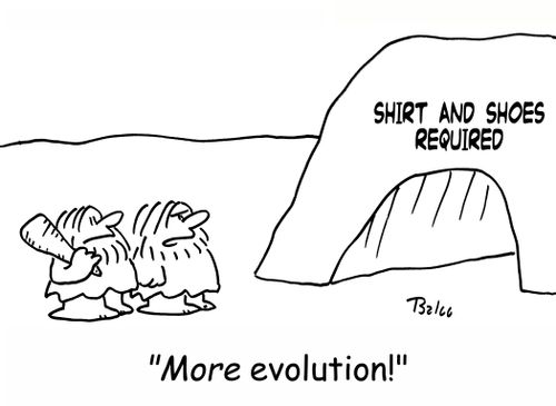 SHIRT AND SHOES REQUIRED, 'MORE evolution!'