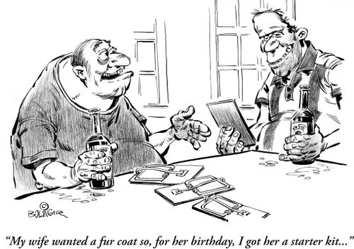 'My wife wanted a fur coat so, for her birthday, I got her a starter kit.' 