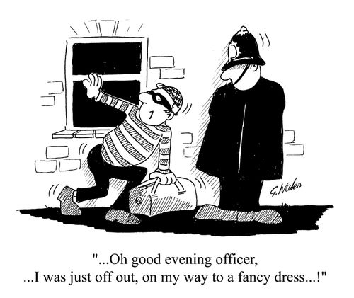 Oh good evening officer, I was just off out, on my way to a fancy dress...!