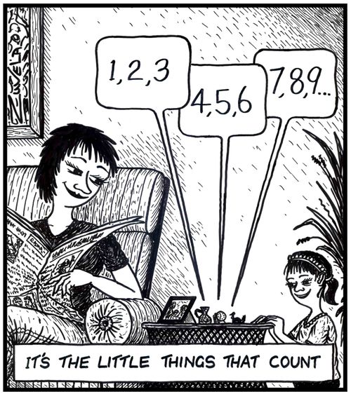 '1,2,3 4,5,6 7,8,9...'It's the little things that count.(little figurines counting).