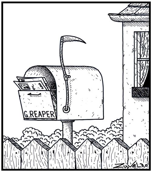 The Grim Reaper's Letter Box with a Scythe as the Flag indicator.