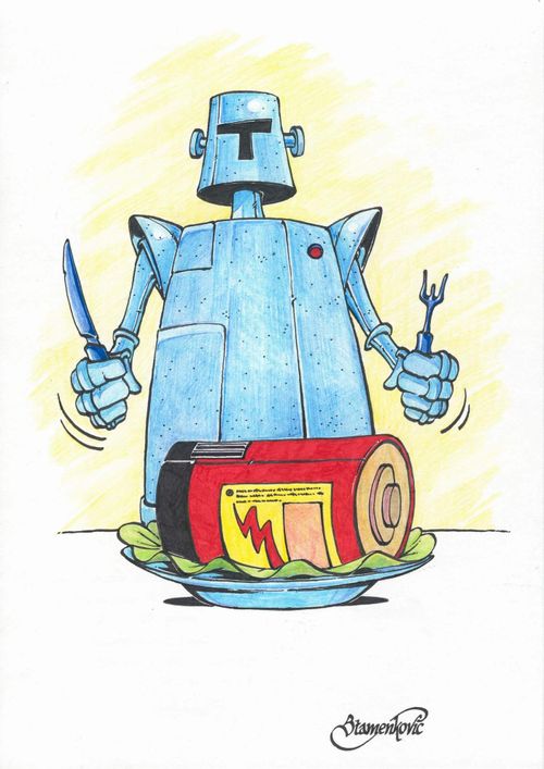 Robot about to eat a battery