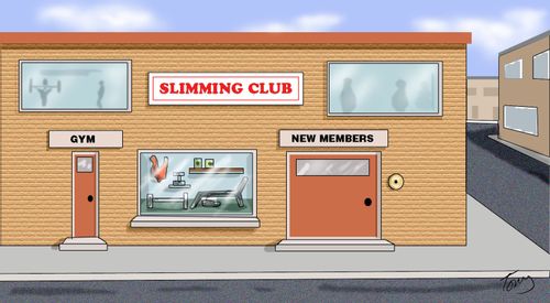 Slimming Club with wide door for new members.