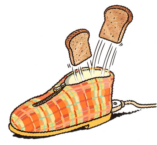 Thermal slipper cooking toast.