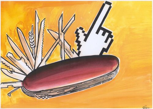 Swiss Knife With Computer Cursor