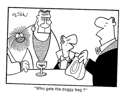 "Who gets the doggy bag?"