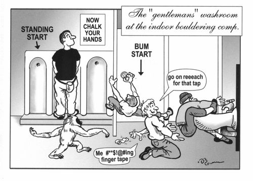 'The gentlemans washroom at the indoor bouldering comp'