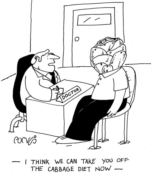 "I think we can take you off the cabbage diet now"