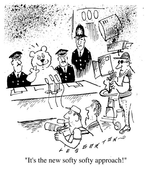 Police T.V. Appeal, "It's the new softy softy approach!"