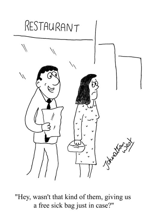 'Hey, wasn't that kind of them, giving us a free sick bag just in case?'