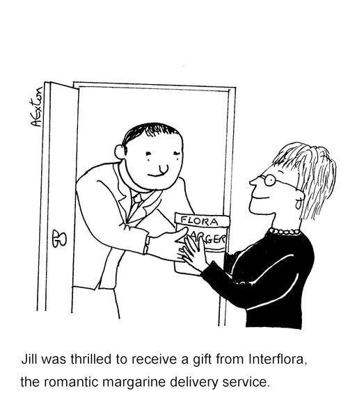 Jill was thrilled to receive a gift from Interflora, the romantic margarine delivery service.
