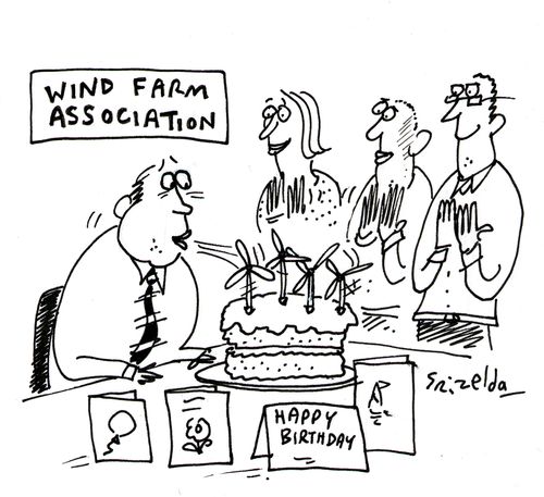 Wind Farm Association birthday cake with windmill candles