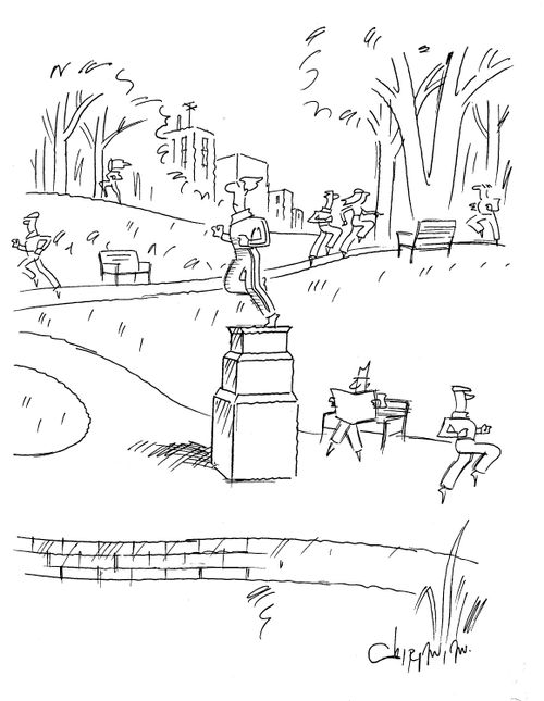 Running statue.