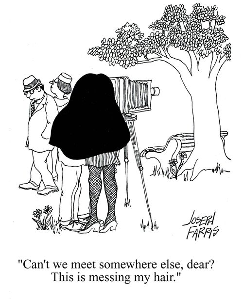 'Can't we meet somewhere else, dear? This is messing my hair.'