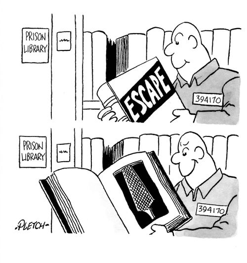 Prison Library - Book on Escape with File Inside.
