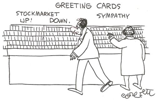 Greeting cards: Stockmarket Up and Down.