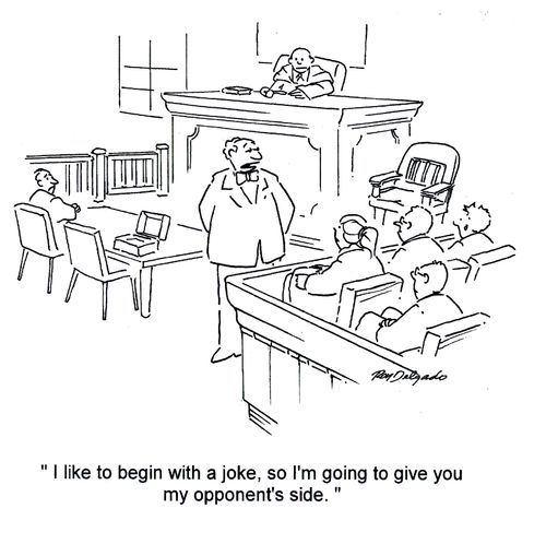 'I like to begin with a joke, so I'm going to give you my opponent's side.'