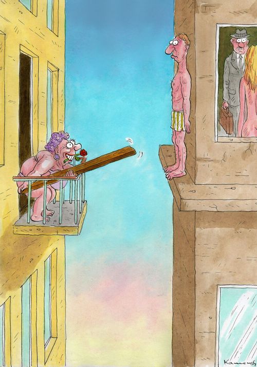 A friendly neighbour helps man to escape discovery by an angry husband.