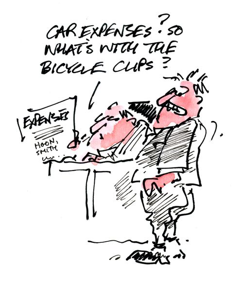 'Car expenses? So what's with the bicycle clips?'