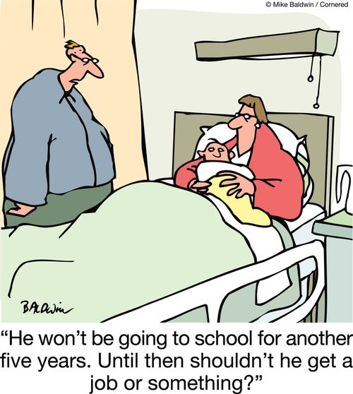 'He won't be going to school for another five years. Until then shouldn't he get a job or something?'