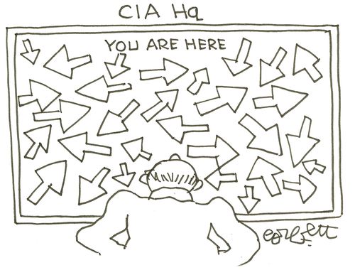CIA Hq...YOU ARE HERE (arrows point everywhere).