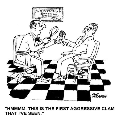'Hmmm. This is the first aggressive clam that I've seen.'
