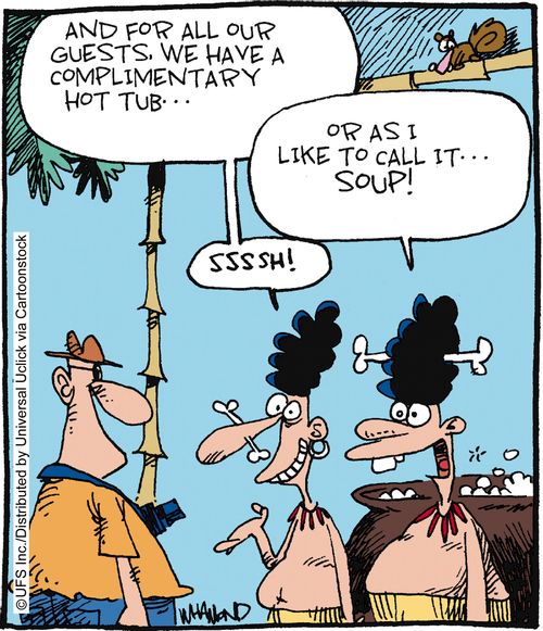 'And for all our guests, we have a complimentary hot tub...'