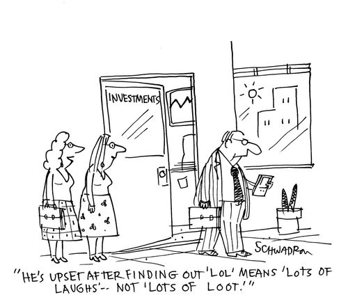'He's upset after finding out 'LOL' means 'lots of laughs'. . . not 'lots of loot.''