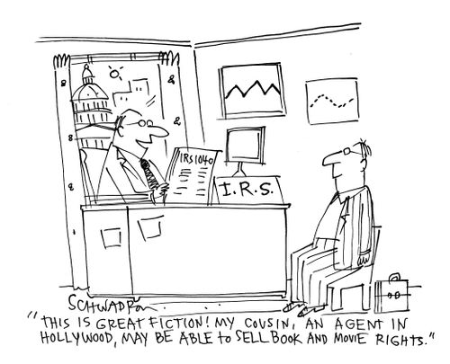 'This is great fiction! My cousin, an agent in Hollywood, may be able to sell book and movie rights.'