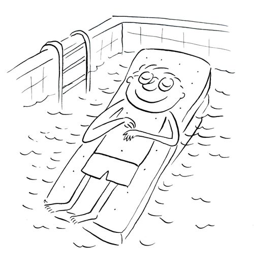 Relaxing in the pool.