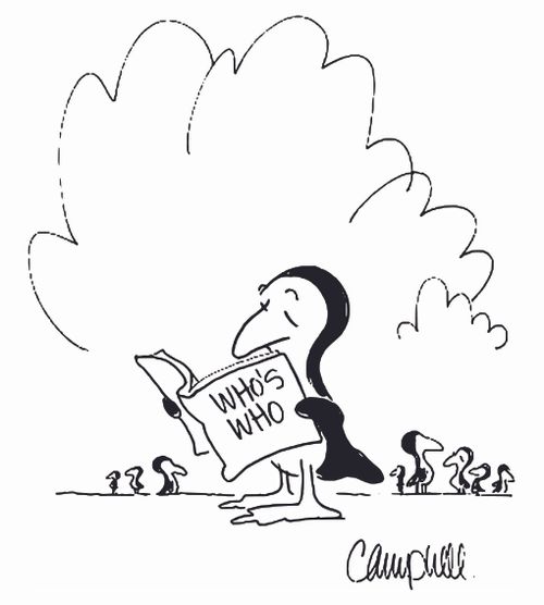 Penguin read a 'Who's Who'.