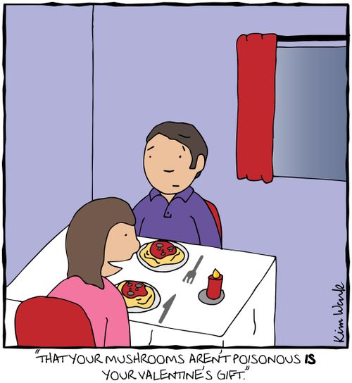 'That your mushrooms aren't poisonous is your Valentine's gift.'