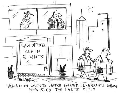 'Mr. Klein loves to watch former defendents whom he's sued the pants off.'