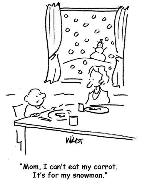 I can't eat my carrot. It's for my snowman.