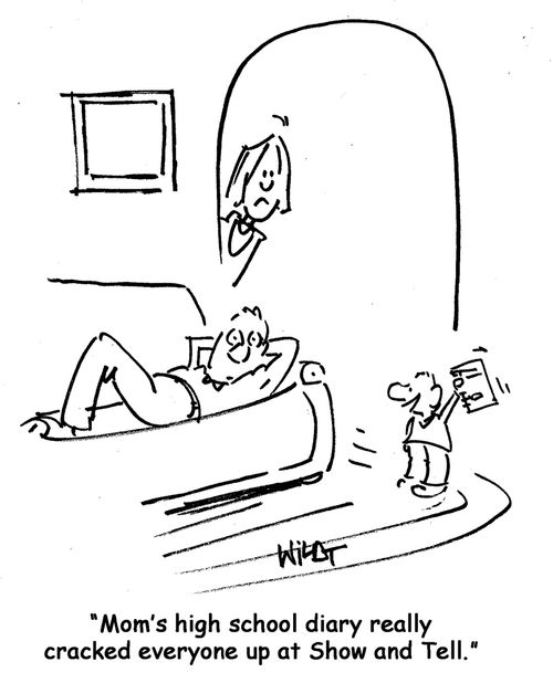 Mom's high school diary really cracked everyone up at Show and Tell.