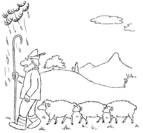 Rain cloud follows shepherd.