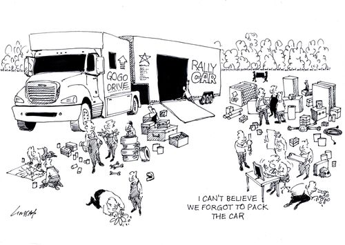 'I can't believe we forgot to pack the car.' 