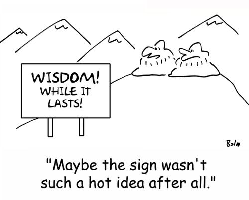 WISDOM! WHILE IT LASTS!, 'Maybe the sign wasn't such a hot idea after all.'