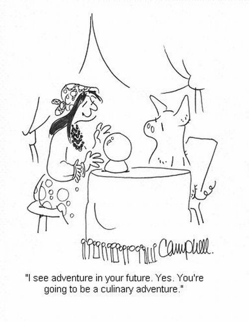 'I see adventure in your future. Yes. You're going to be a culinary adventure.'