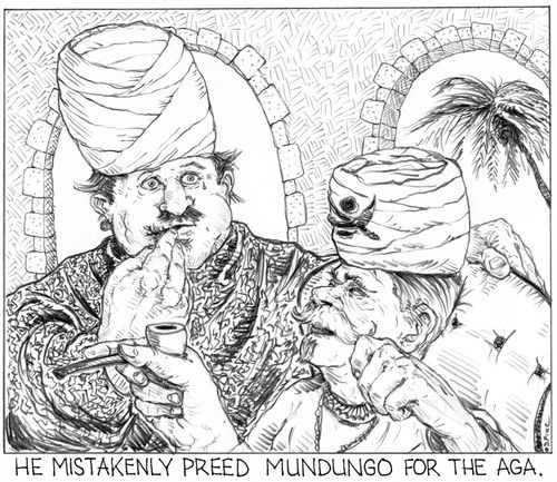 'He mistakenly preed mundungo for the aga.'