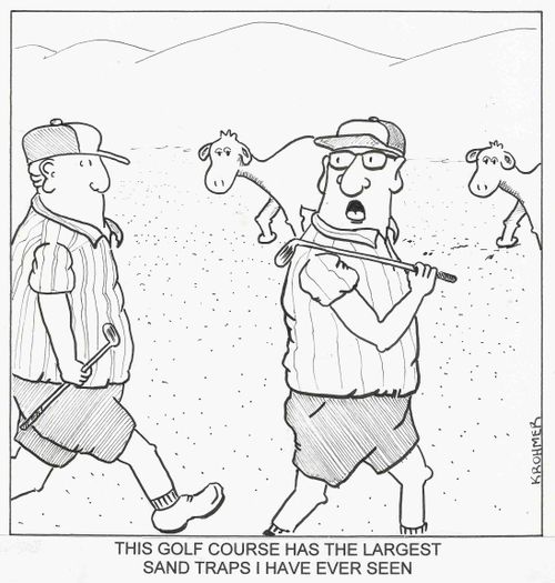 This golf course has the largest sand traps I have ever seen.