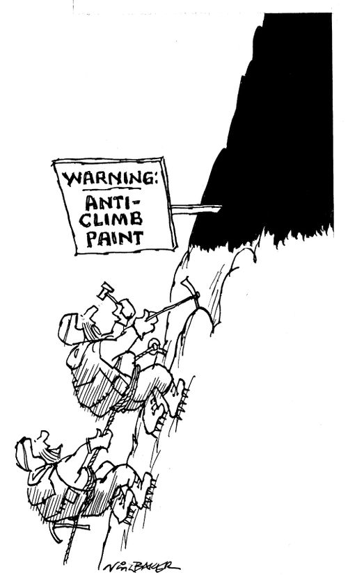 'Warning: anti-climb paint.'